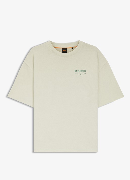 BOSS C_Eboys_2 T-shirt met logo- en backprint - voorkant 2 open green-354 / groen