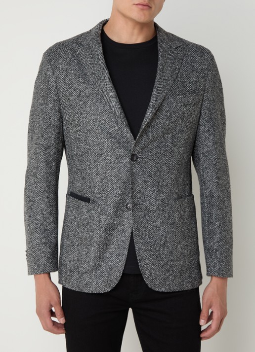 BOSS C-Jaye regular fit colbert in scheerwolblend - detail 4 grijs