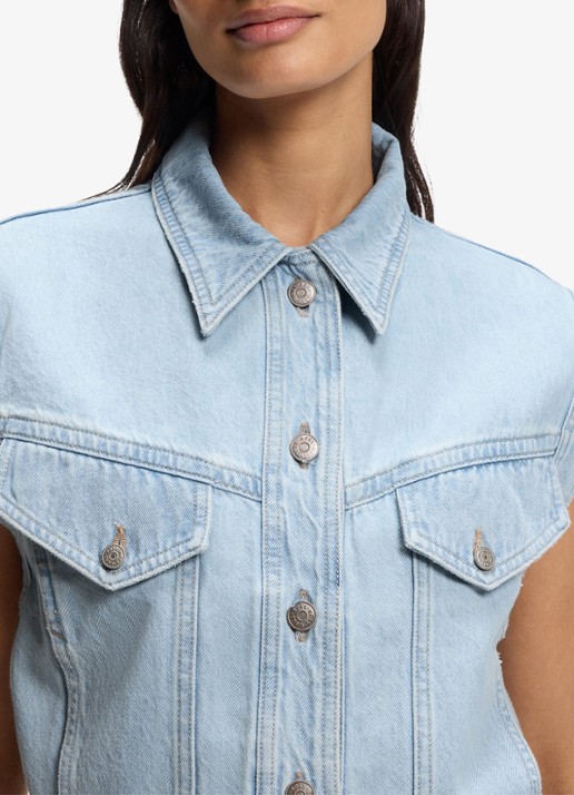 BOSS C_VEST 1.0 spijkerjas van katoen - detail 5 bright blue-433 / blauw