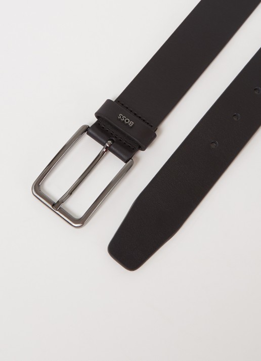 BOSS Calis riem van leer - detail zwart