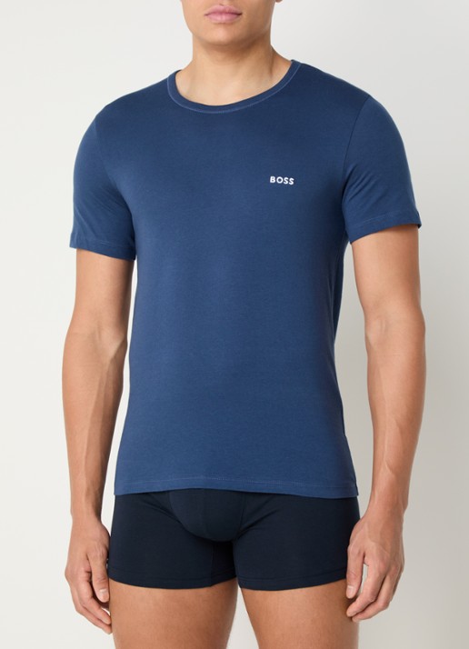 BOSS Classic T-shirt van  katoen in 3-pack - detail 4 zwart