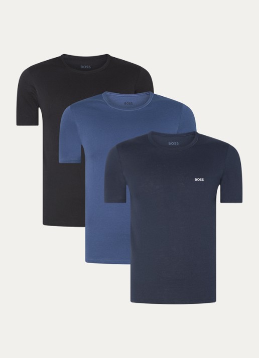 BOSS Classic T-shirt van  katoen in 3-pack - voorkant 2 zwart
