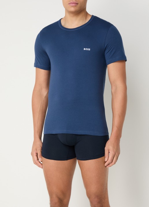 BOSS Classic T-shirt van  katoen in 3-pack - voorkant 3 zwart
