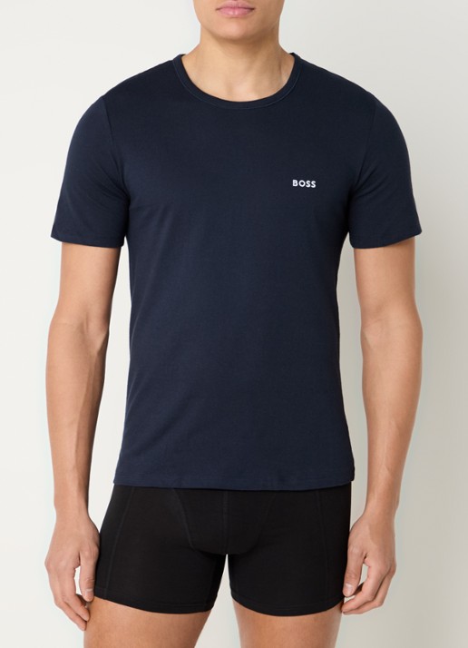BOSS Classic T-shirt van  katoen in 3-pack - detail 2 blauw