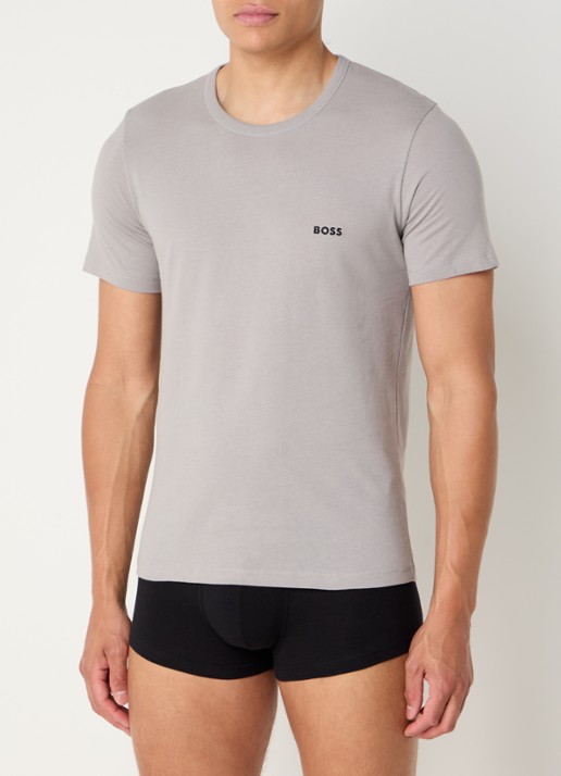 BOSS Classic T-shirt van  katoen in 3-pack - detail 4 grijs