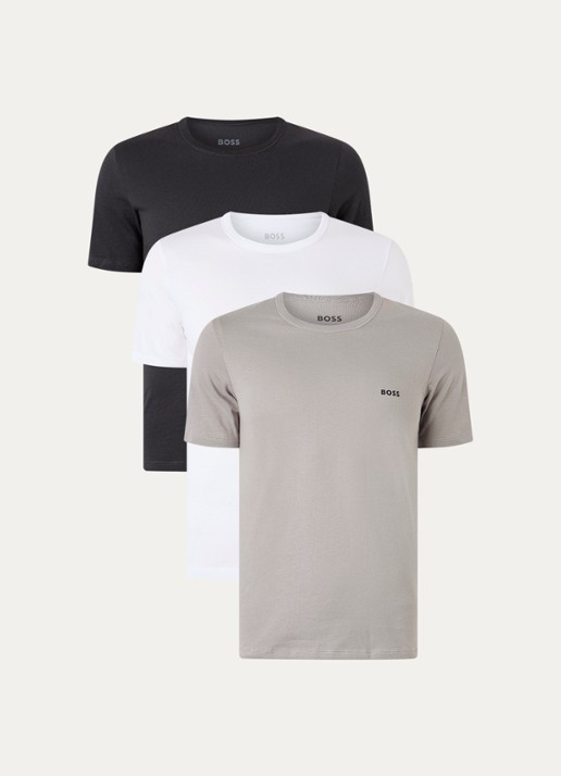 BOSS Classic T-shirt van  katoen in 3-pack - voorkant 2 grijs