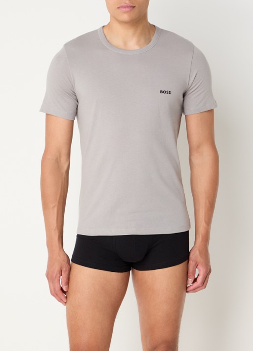 BOSS Classic T-shirt van  katoen in 3-pack - voorkant 3 grijs