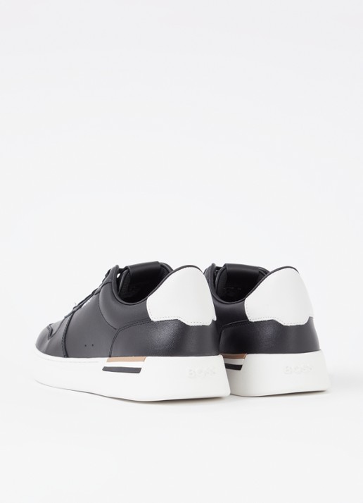 BOSS Clint sneaker van leer met logo - achterkant zwart