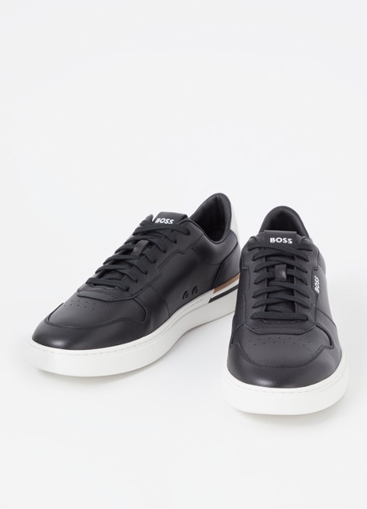 BOSS Clint sneaker van leer met logo - detail 3 zwart