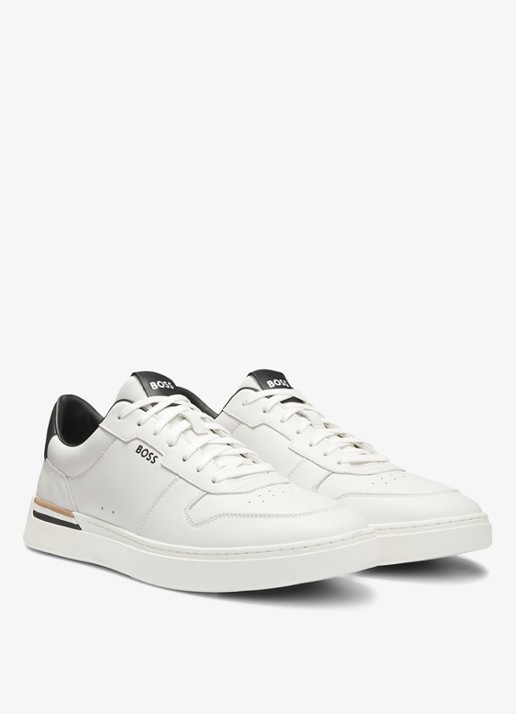 BOSS Clint sneaker van leer met logo - voorkant 2 wit