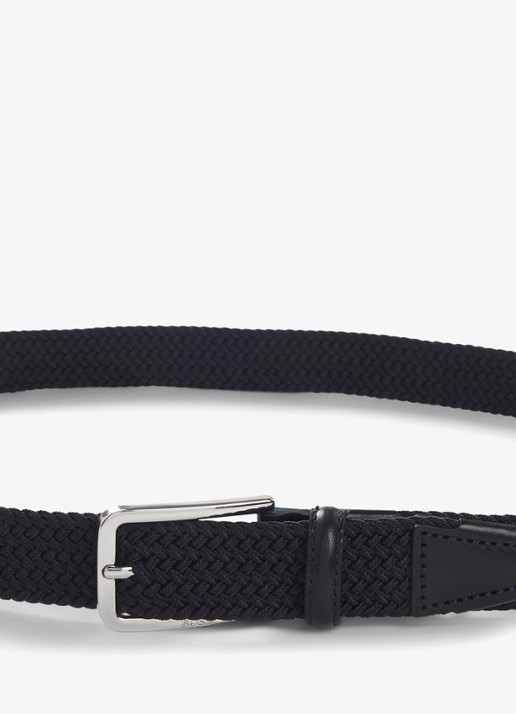 BOSS Clorio elastische riem met leren details - achterkant 5 donkerblauw