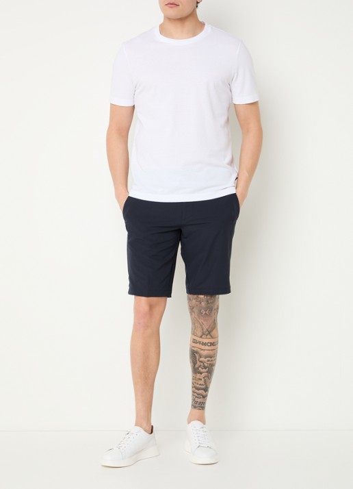 BOSS Commuter loose fit korte broek met steekzakken - voorkant 6 dark blue-402 / blauw