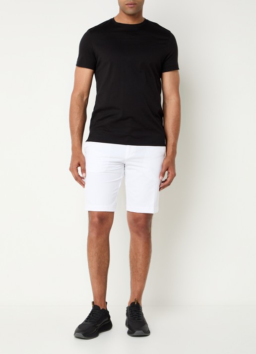 BOSS Commuter loose fit korte broek met steekzakken - voorkant 2 white-100 / wit