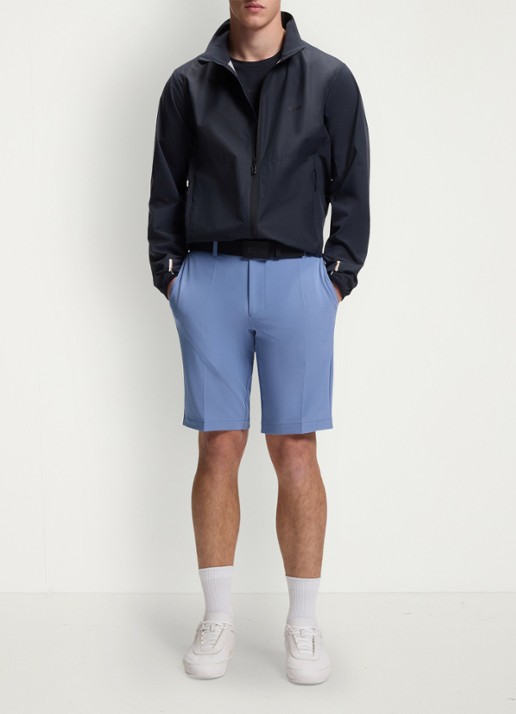 BOSS Commuter loose fit korte broek met steekzakken - voorkant 5 light/pastel blue-459 / blauw