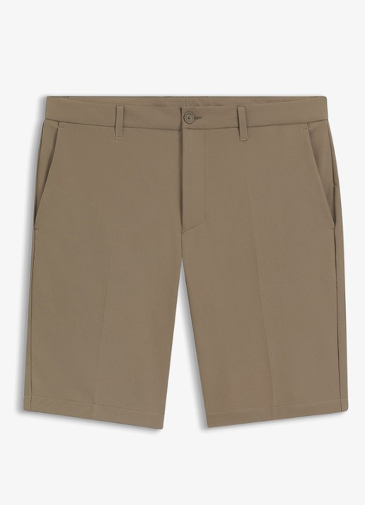 BOSS Commuter loose fit korte broek met steekzakken - voorkant 4 donkerbeige