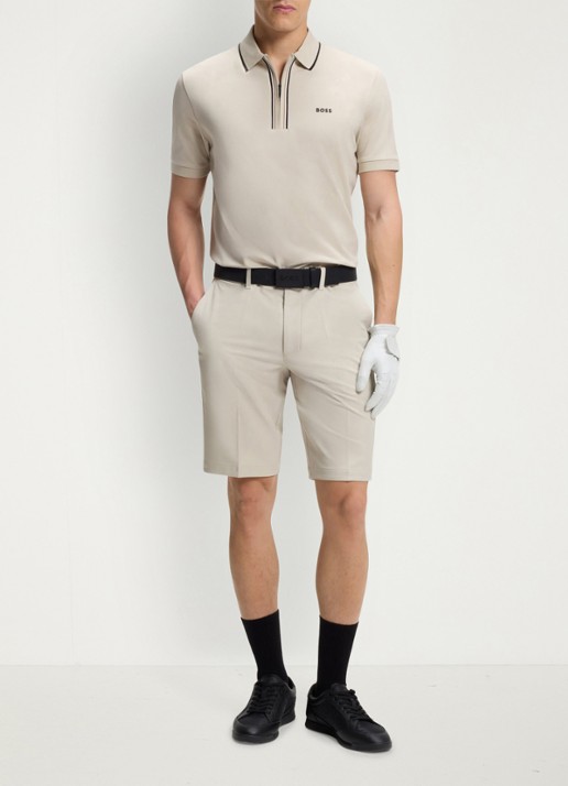 BOSS Commuter loose fit korte broek met steekzakken - voorkant 5 light beige-271 / beige