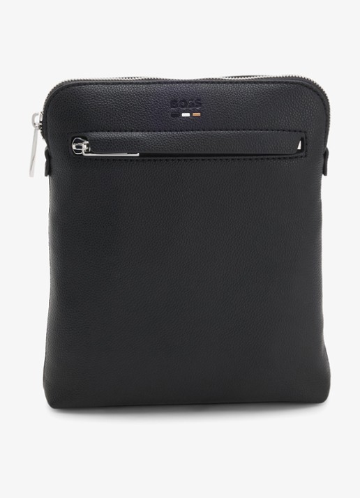 BOSS Crossbodytas met logo en verstelbare schouderriem - voorkant 5 zwart