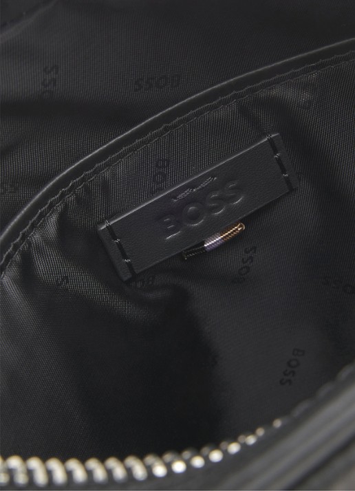 BOSS Crosstown crossbodytas van leer - detail 2 zwart