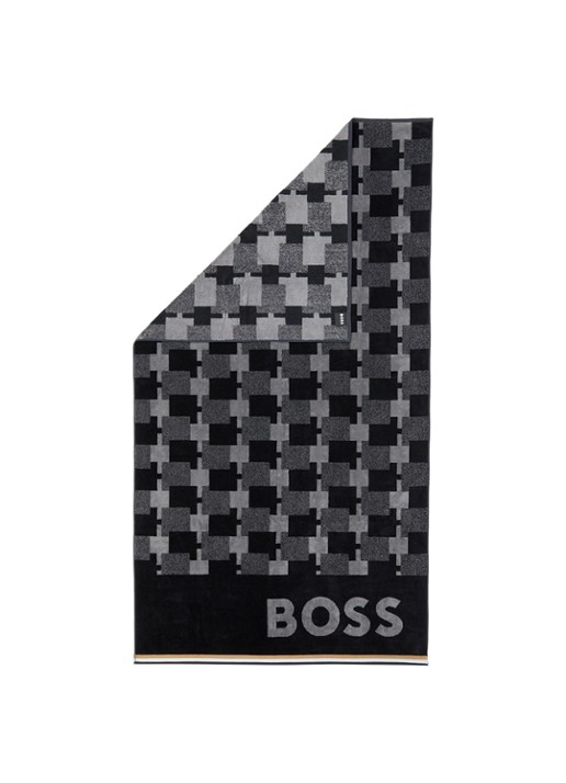 BOSS Cubo strandlaken - 90 x 160 cm - voorkant 3 zwart