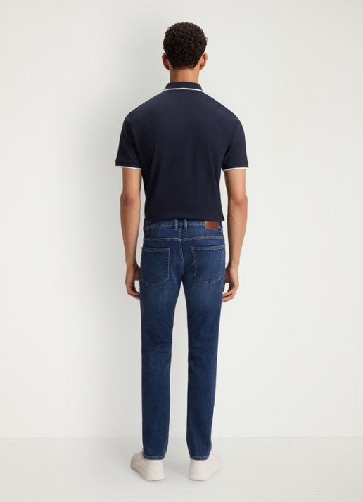 BOSS Delaware Bo slim fit jeans met stretch - achterkant indigo