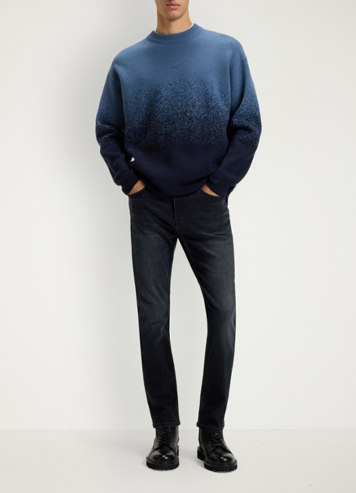 BOSS Delaware slim fit broek met logo - voorkant 2 denim
