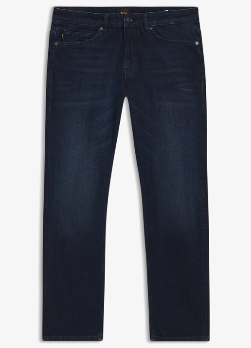 BOSS Delaware slim fit jeans met donkere wassing - voorkant 5 indigo