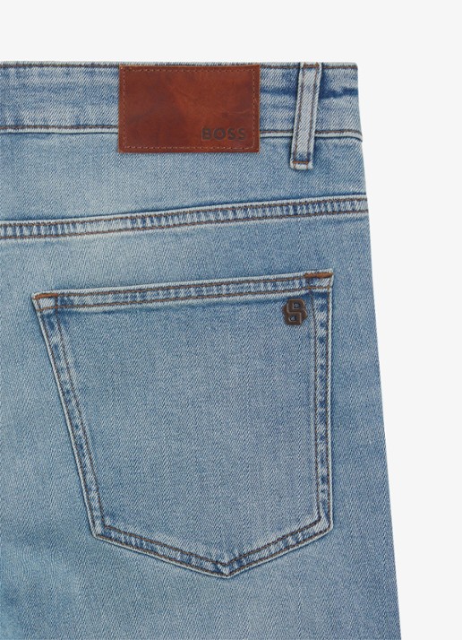 BOSS Delaware slim fit jeans met lichte wassing - detail 3 indigo