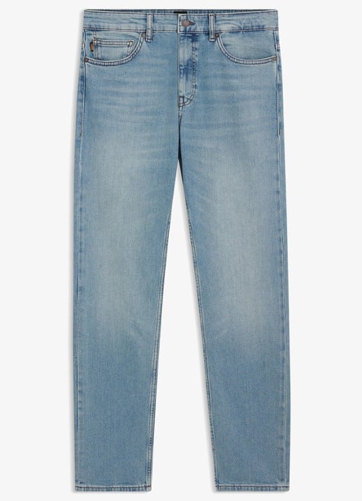 BOSS Delaware slim fit jeans met lichte wassing - voorkant 5 indigo