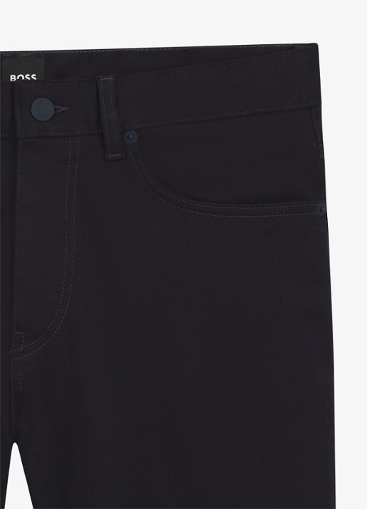 BOSS Delaware slim fit jeans met steekzakken - detail 6 donkerblauw