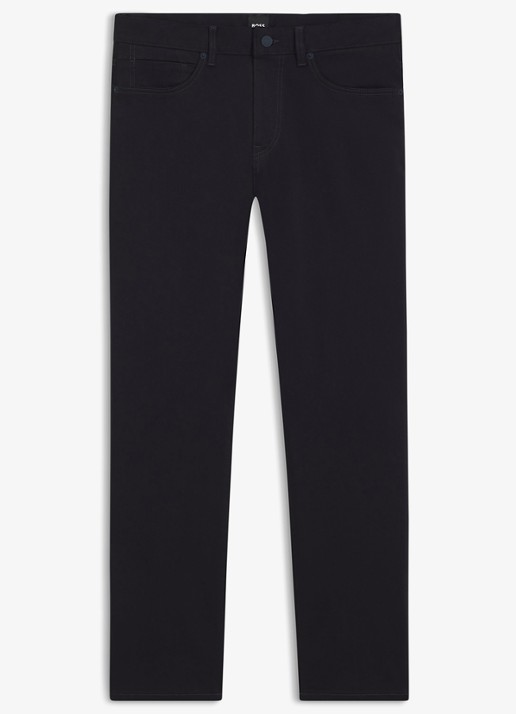BOSS Delaware slim fit jeans met steekzakken - voorkant 2 donkerblauw