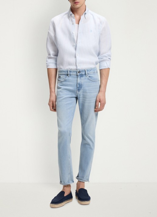 BOSS Delaware slim-fit jeans met stretch - voorkant 6 indigo
