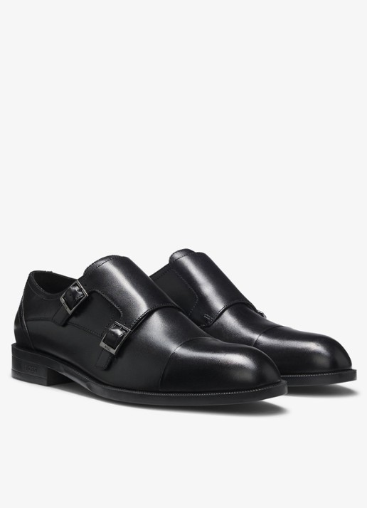 BOSS Derby schoen van leer - voorkant 3 zwart