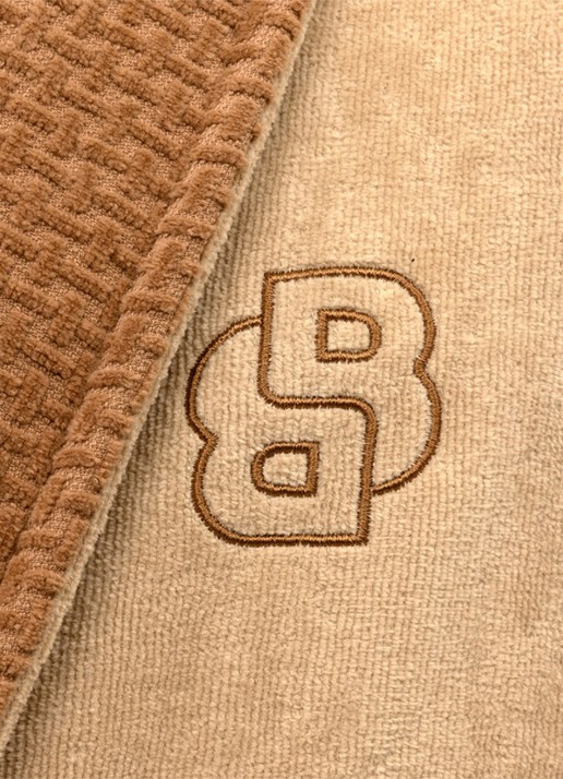 BOSS Double B badjas met logoborduring - unisex - detail beige