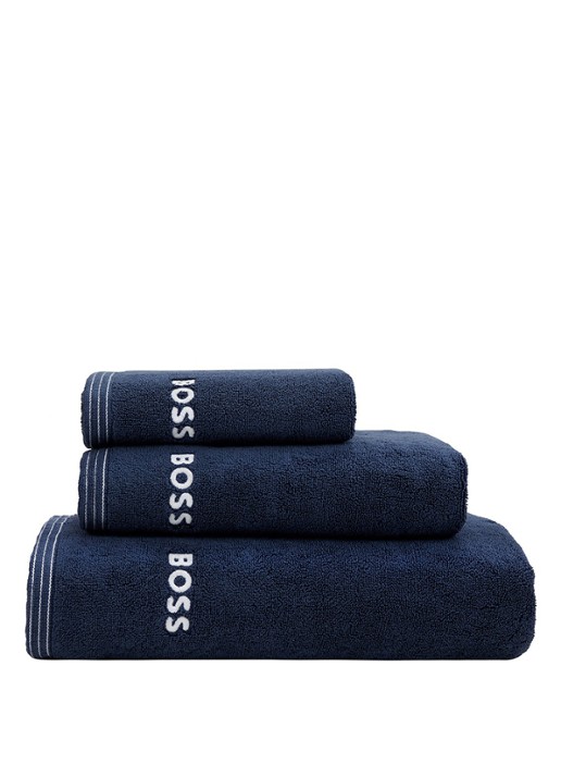 BOSS Edge badhanddoek - 70 x 140 cm - detail donkerblauw