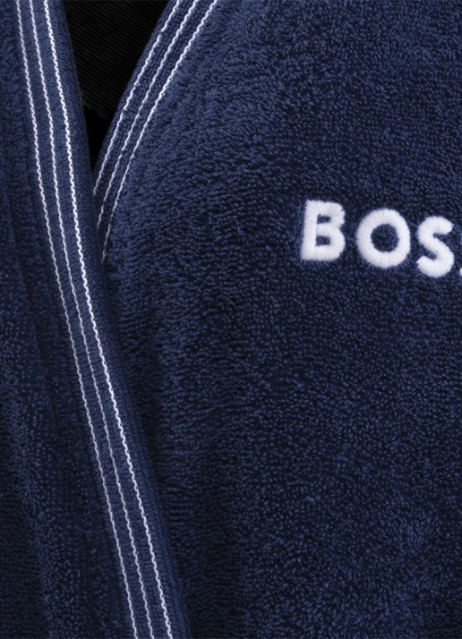 BOSS Edge badjas met logoborduring - detail 2 donkerblauw