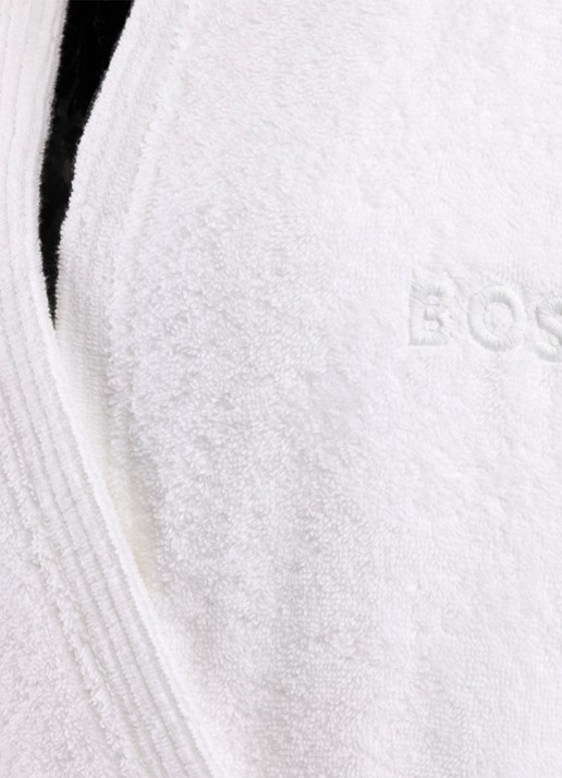 BOSS Edge badjas met logoborduring - voorkant 4 wit