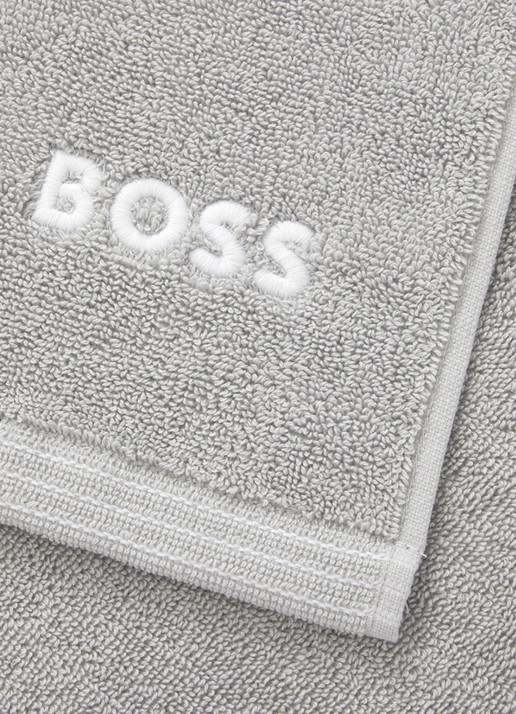 BOSS Edge gastendoek - 40 x 60 cm - voorkant 2 lichtgrijs