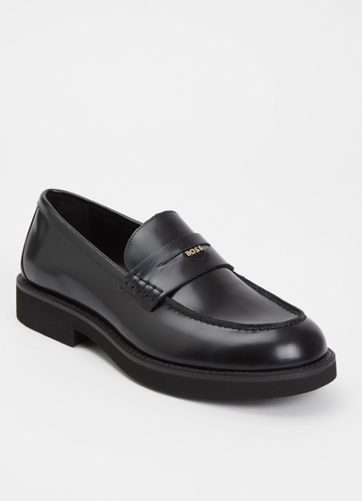 BOSS Elery loafer van leer met logo