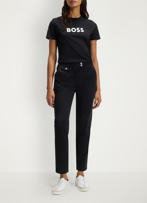 BOSS Elogo T-shirt met logo - voorkant 4 zwart