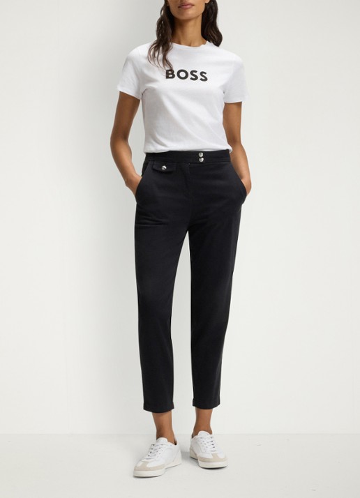 BOSS Elogo T-shirt met logo - voorkant 2 wit