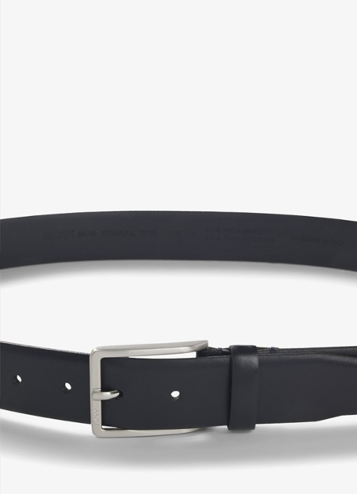 BOSS Erman-L riem van leer  - detail 3 donkerblauw