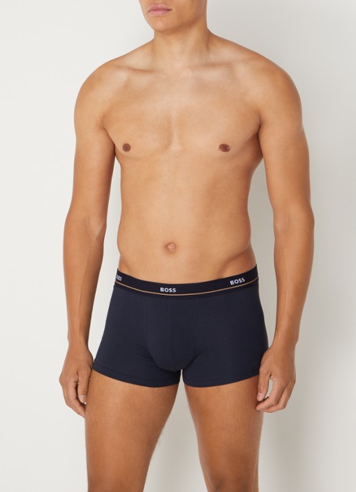 BOSS Essential boxershorts met logoband in 5-pack - voorkant 2 donkerblauw