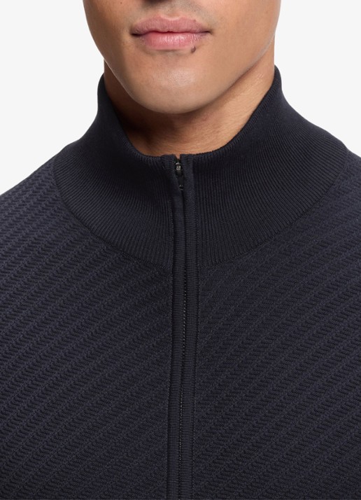 BOSS Fijngebreid vest met structuur - detail 2 donkerblauw