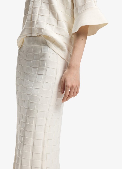 BOSS Fijngebreide maxi rok met structuur - detail 5 gebroken wit