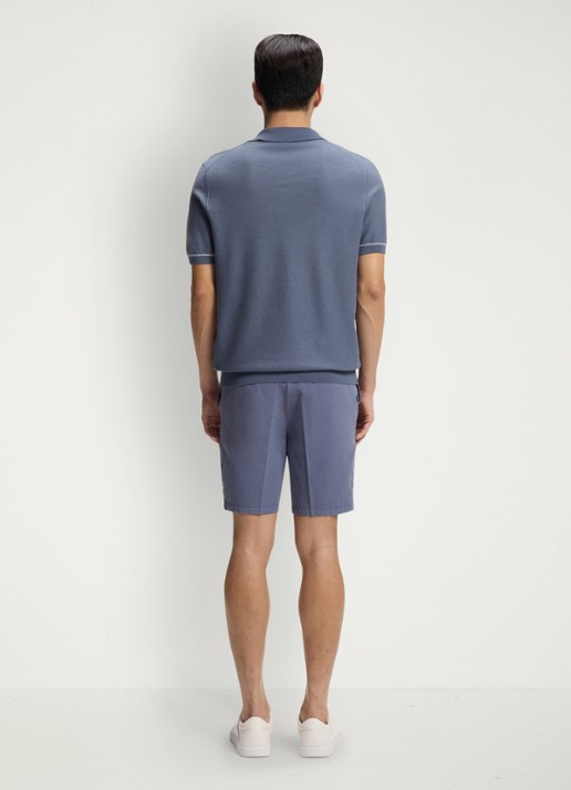 BOSS Fijngebreide polo met polokraag - achterkant 5 open blue-466 / blauw