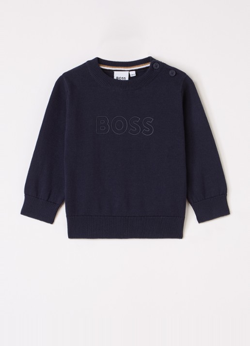 BOSS Fijngebreide pullover met logo
