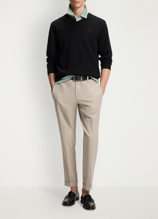 BOSS Fijngebreide pullover met logo - voorkant 2 black-001 / zwart