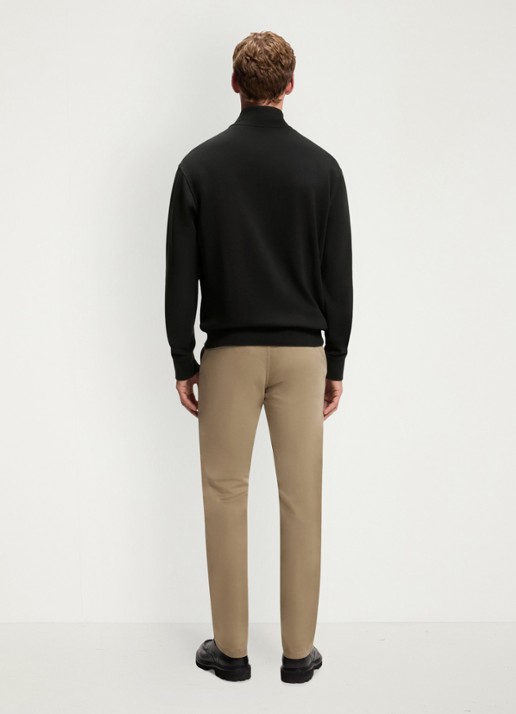 BOSS Fijngebreide sweater met halve rits - achterkant 3 zwart