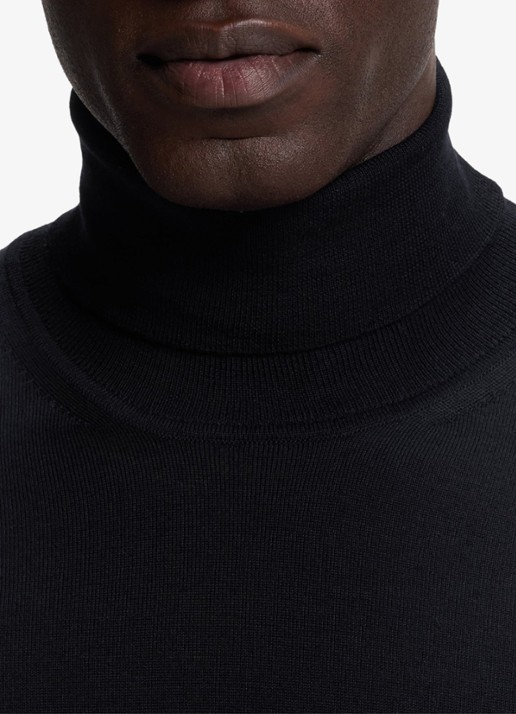 BOSS Fijngebreide trui met col - detail 2 donkerblauw