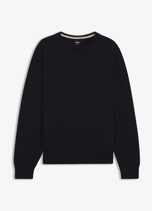BOSS Fijngebreide trui met logo - voorkant black-001 / zwart